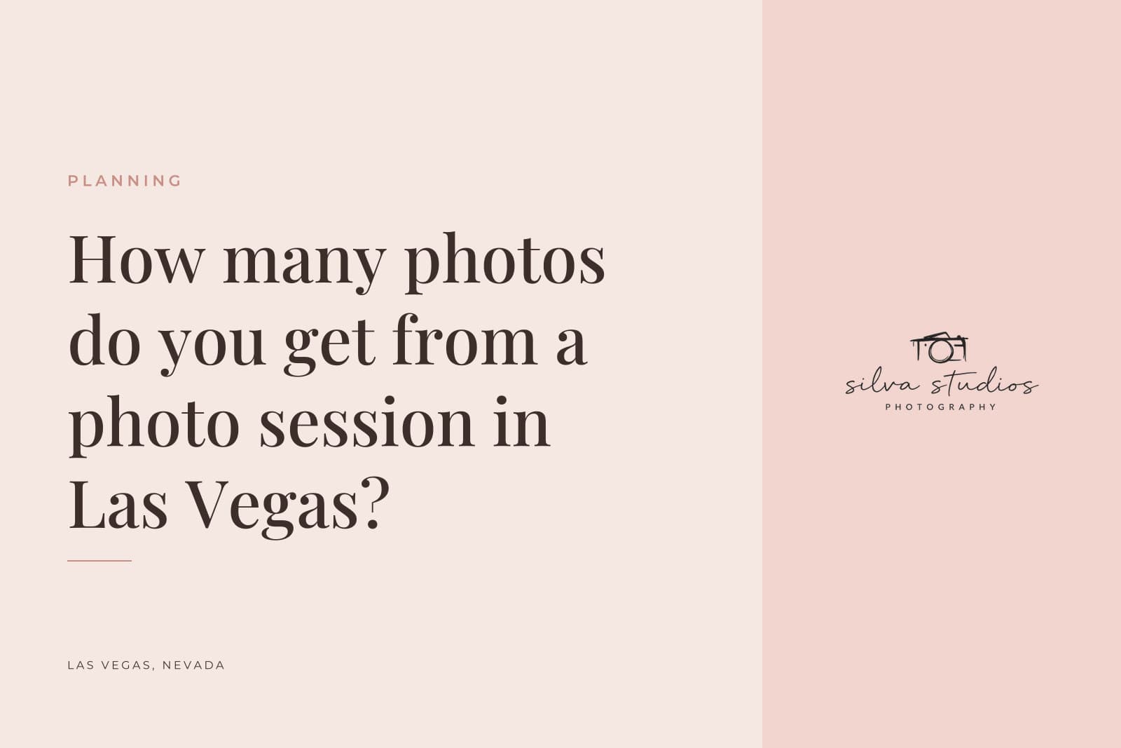 Silva Studios Photography journal cover reading "How many photos do you get from a photo session in Las Vegas?"
