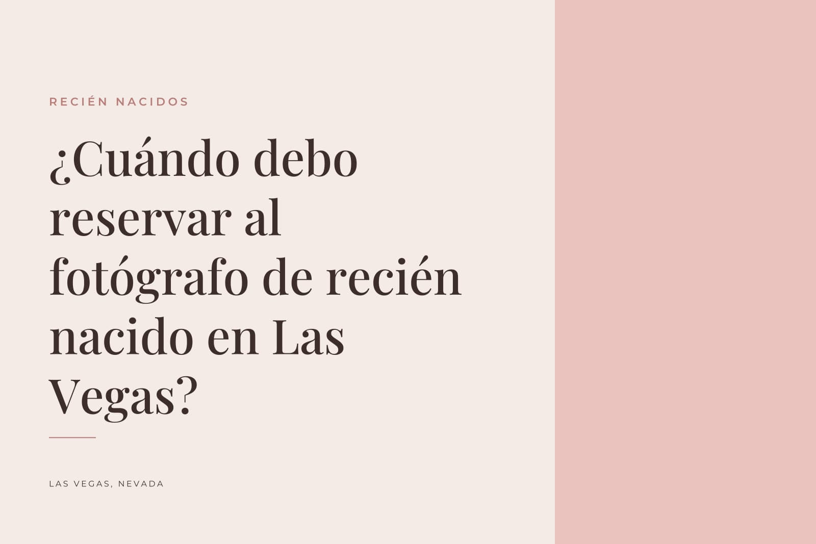 Portada del diario de Silva Studios Photography que dice "¿Cuándo debo reservar al fotógrafo de recién nacido en Las Vegas?"