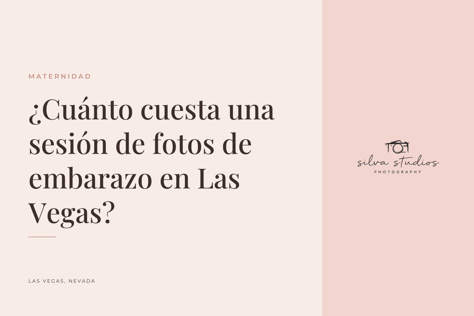 Portada del diario de Silva Studios Photography que dice "¿Cuánto cuesta una sesión de fotos de embarazo en Las Vegas?"