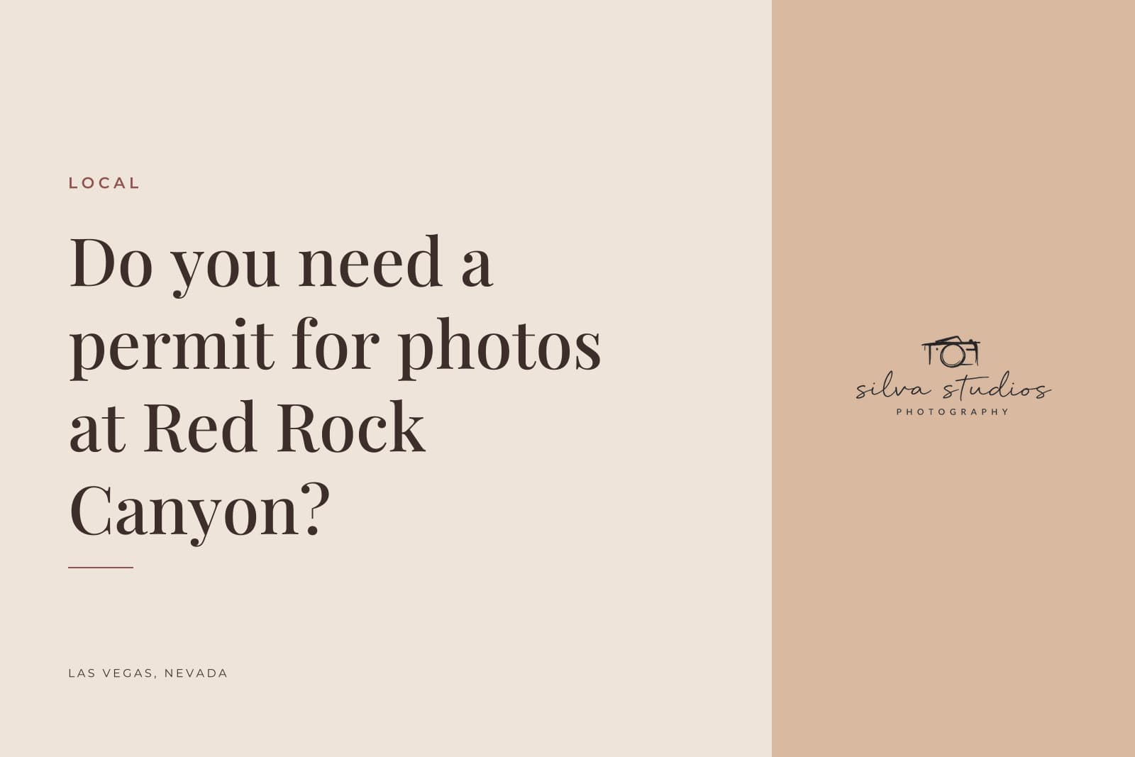 Silva Studios Photography journal cover reading "Do you need a permit for photos at Red Rock Canyon?"