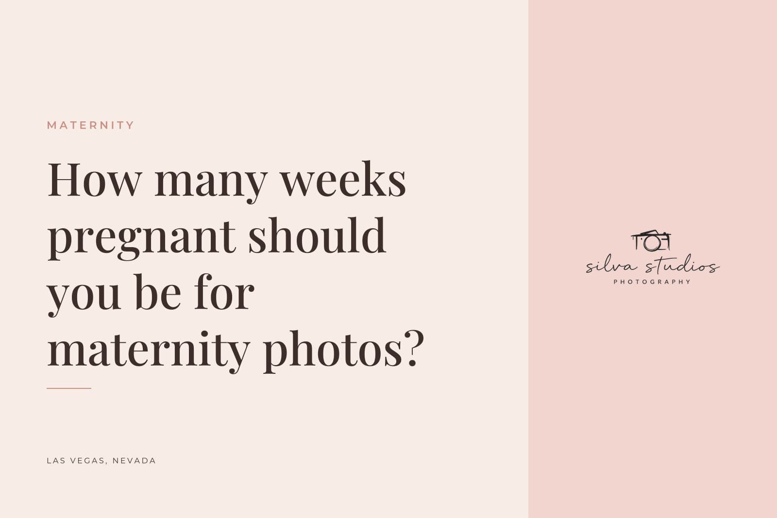 Silva Studios Photography journal cover reading "How many weeks pregnant should you be for maternity photos?"