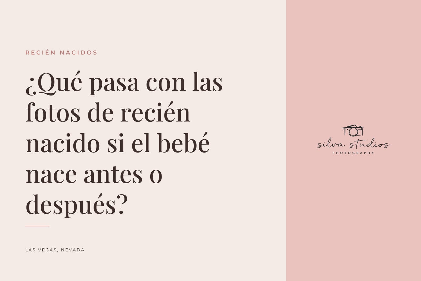 Portada del diario de Silva Studios Photography que dice "¿Qué pasa con las fotos de recién nacido si el bebé nace antes o después?"