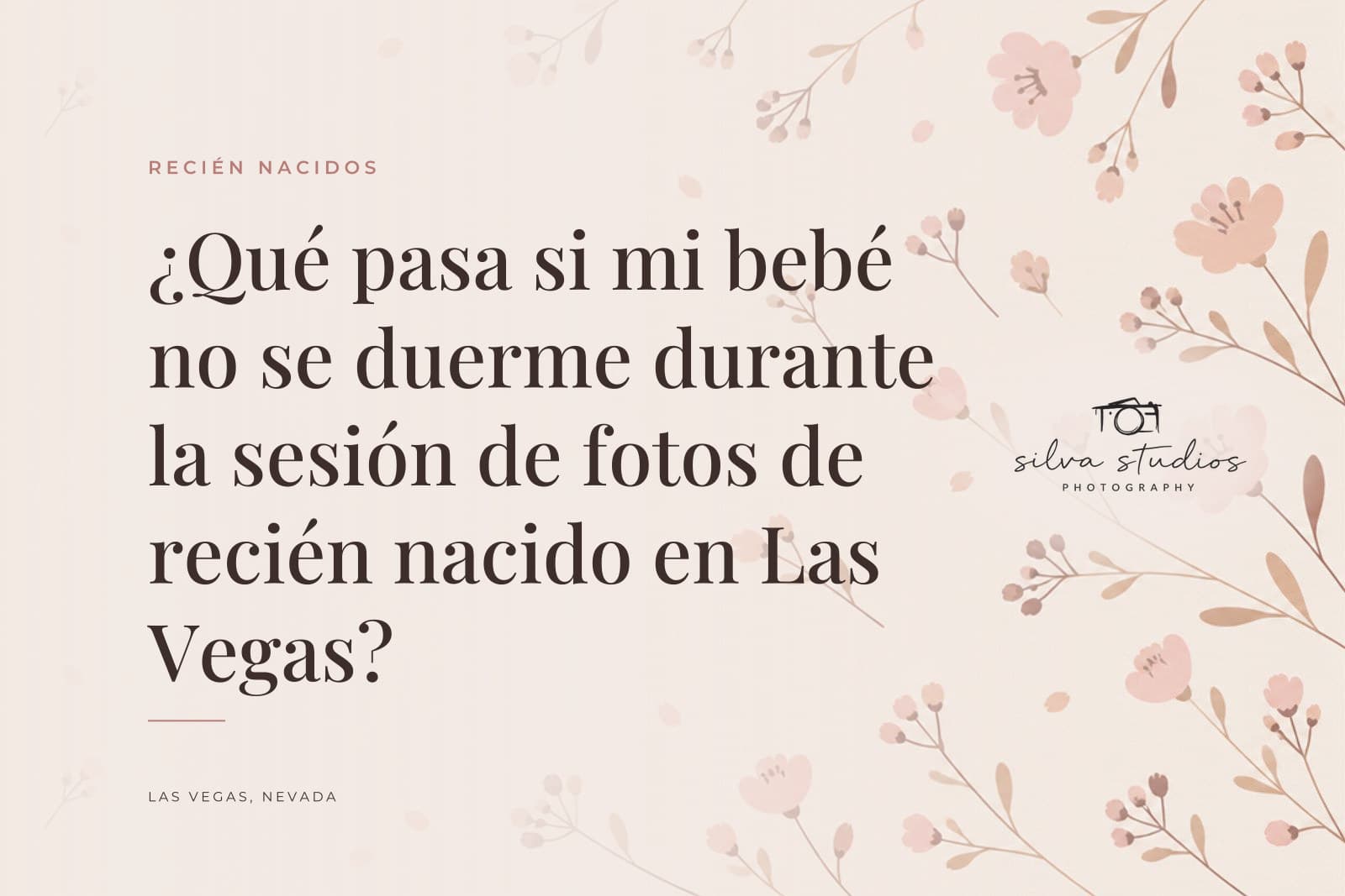 Portada del diario de Silva Studios Photography que dice "¿Qué pasa si mi bebé no se duerme durante la sesión de fotos de recién nacido en Las Vegas?"