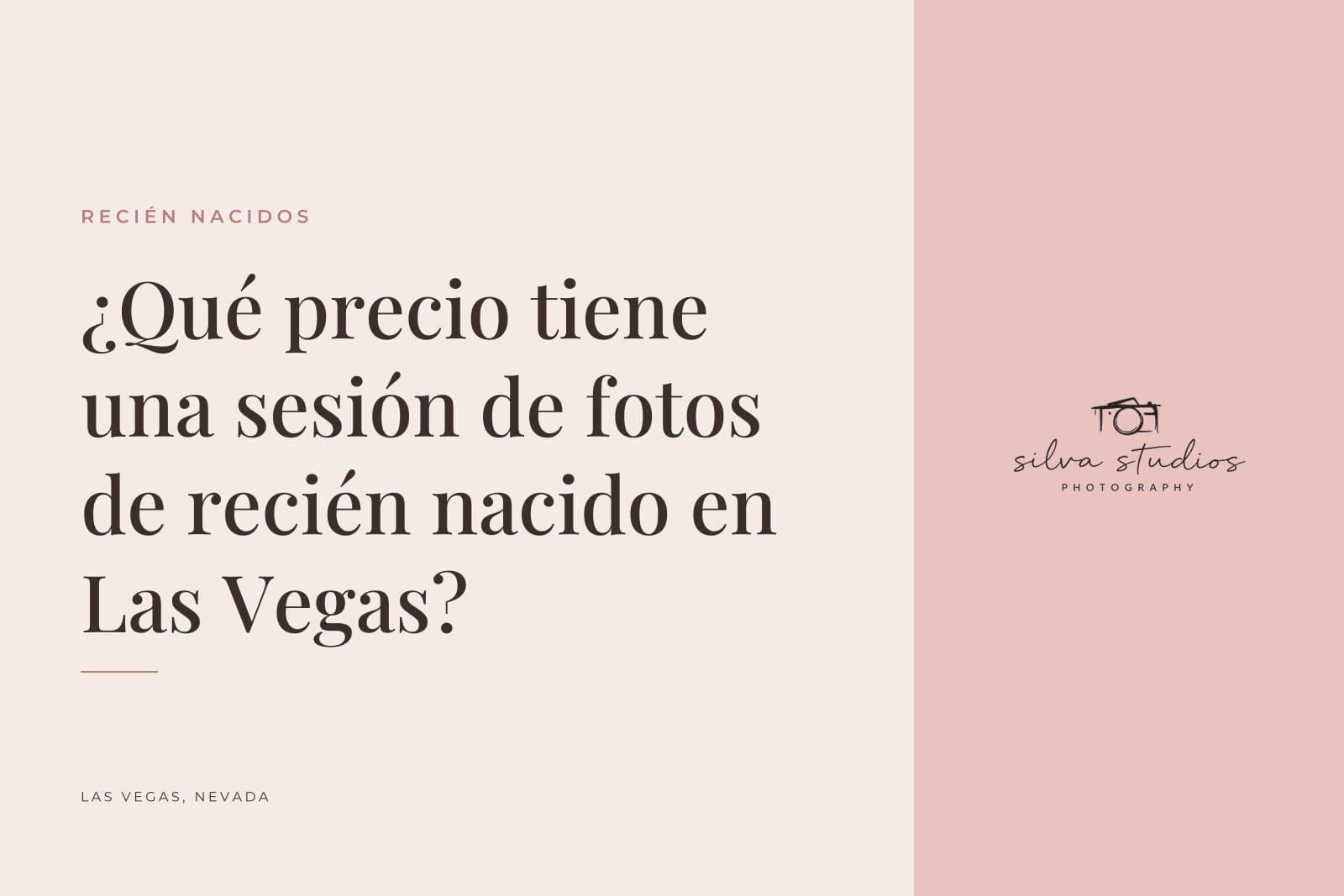 Portada del diario de Silva Studios Photography que dice "¿Qué precio tiene una sesión de fotos de recién nacido en Las Vegas?"