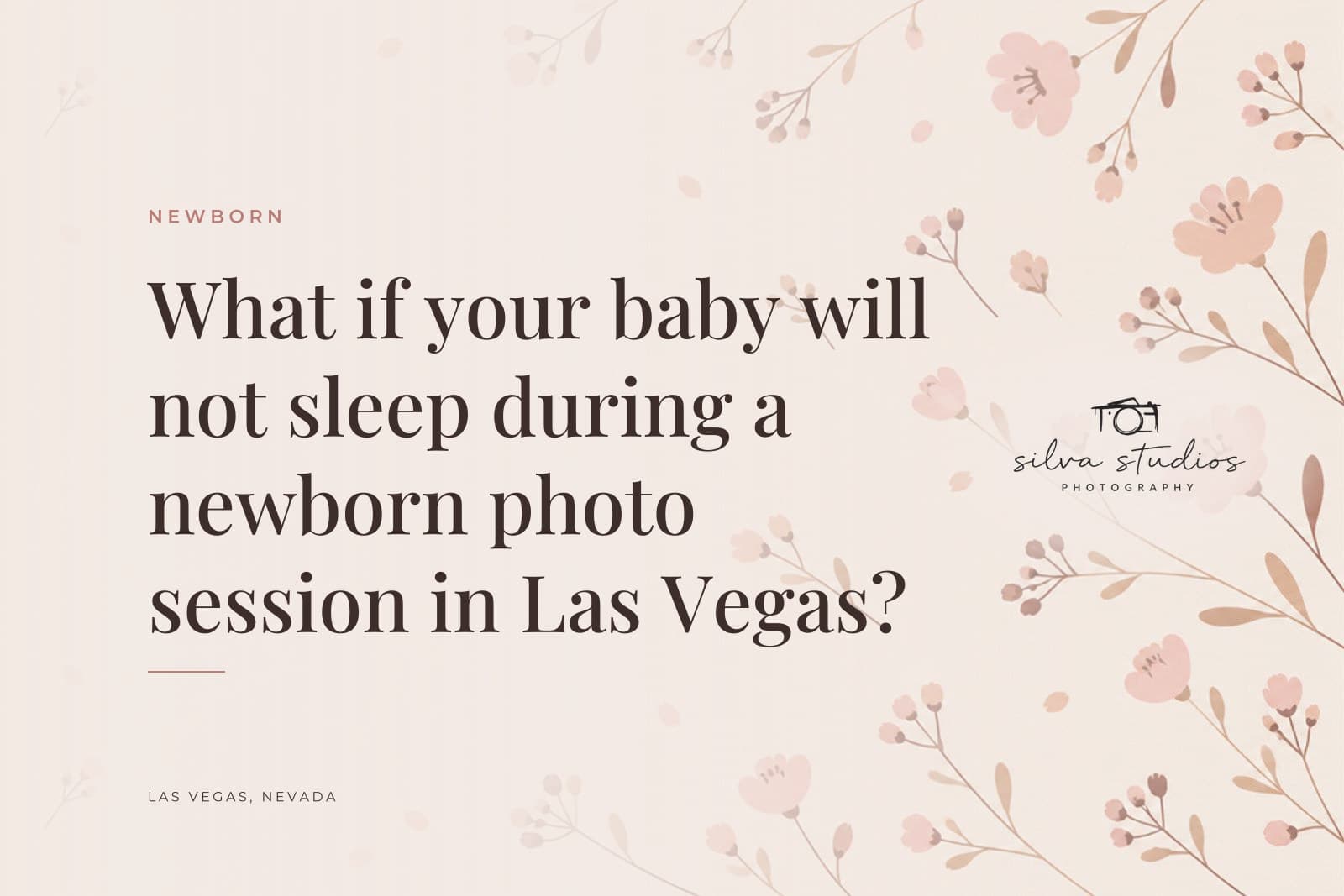 Silva Studios Photography journal cover reading "What if your baby will not sleep during a newborn photo session in Las Vegas?"