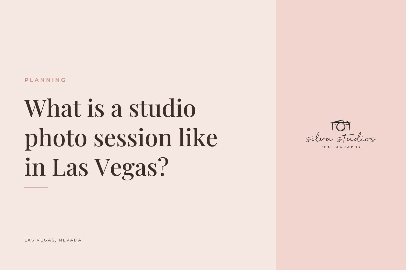 Silva Studios Photography journal cover reading "What is a studio photo session like in Las Vegas?"